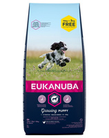 Eukanuba Puppy&Junior Medium Breed Chicken 15kg+3kg