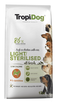 Tropidog Premium Light Sterilised Kurczak Z Ryżem 12kg
