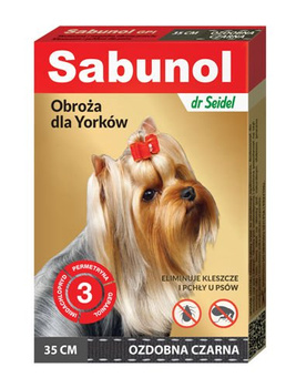 Laboratorium DermaPharm Sabunol Ozdobna Czarna Obroża Dla Yorków 35 cm