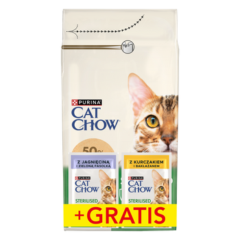 Purina Cat Chow Sterilised Bogata w Kurczaka 1,5kg + 2 Saszetki Gratis