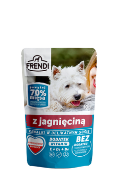 Frendi- Kawałki w delikatnym sosie z jagnięciną 100g.