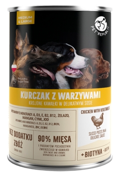 PetRepublic Kurczak Z Warzywami Krojone Kawałki W Delikatnym Sosie 1250g