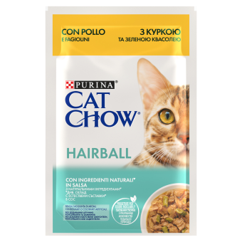 Purina Cat Chow Hairball Karma Z Kurczakiem I Zieloną Fasolką W Sosie 85g