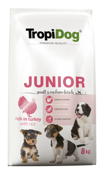 Tropidog Premium Junior Small And Medium Breeds Łosoś Z Ryżem 8kg