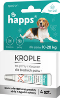 Bros Happs Herbal Krople Na Pchły I Kleszcze Dla Średnich Psów 4 Tubki
