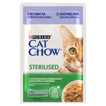 Purina Cat Chow Sterilised Karma Z Jagnięciną I Zieloną Fasolką W Sosie 85g