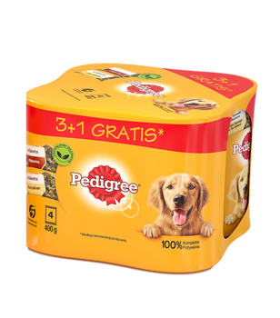 Pedigree Adult 3+1 Puszka Mokra Karma Dla Psów W Galaretce (2x Z Kurczakiem, 2x Z Wołowiną) 4x400g