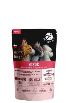 PetRepublic drobno siekane kawałki w delikatnym sosie łosoś 100g dla kota