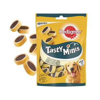 PEDIGREE® Tasty Minis 140g - przysmak dla dorosłych psów, o smaku wołowiny i sera