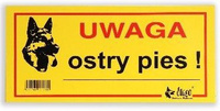 Dingo Metalowa Tabliczka Ostrzegawcza "Uwaga Ostry Pies"